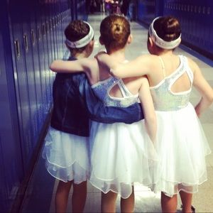 Girls recital dress white with silver sequins